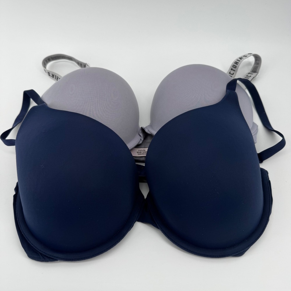 Victoria's Secret Bra Bundle 34DD T-Shirt Push-Up & Perfect Shape Navy Lilac 2pk - Picture 8 of 8